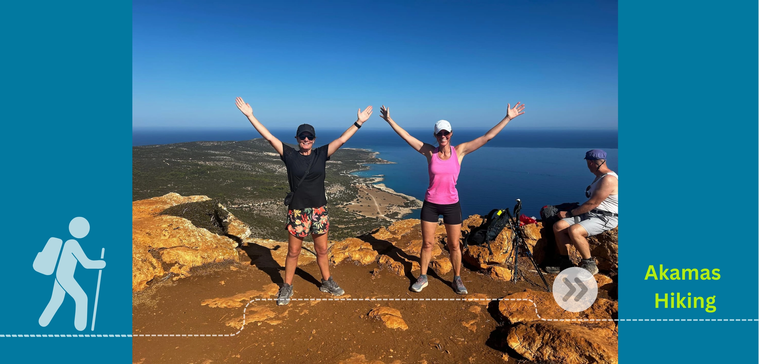 Die drei Wanderer entdecken die Akamas-Halbinsel individuell auf einer selbstgeführten Wanderreise